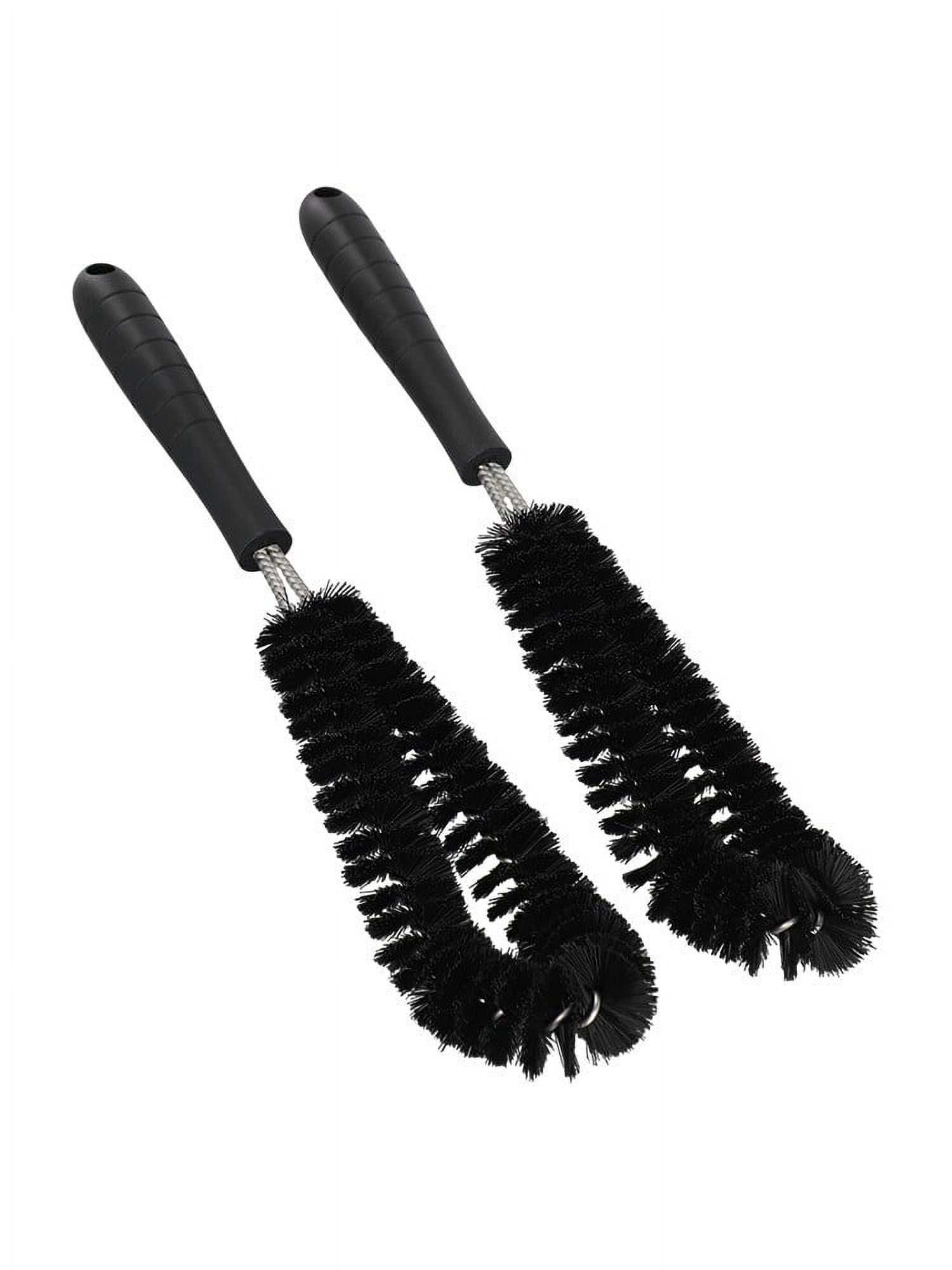 Simple Handle Cup Brush Long Soft Bristle Cleaning Tool for Bottles Tires Wheels Kitchen Automotive 36cm Black 2 Pack