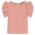 thumbnail image 4 of Delayuji Women's Short Puff Sleeve Women's Round Neck Short Puff Sleeve Blouse Tops Womens Tops Summer Puff Sleeve Tshirts Pink L Nylon,Spandex Short Sleeve Shirts for Women, 4 of 4