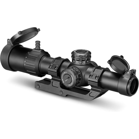 SharpOptics 1-8x24 LPVO Scope with 30mm Cantilever Mount, Illuminated BDC Reticle