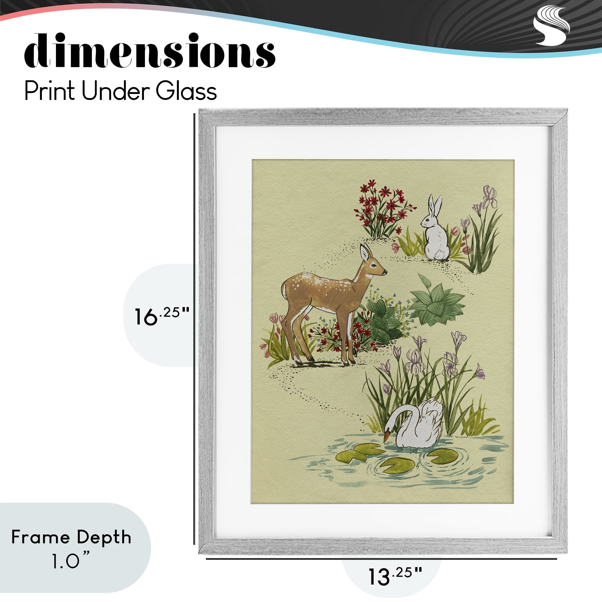 Stupell Industries Peaceful Spring Animals Gray Framed Print Under Glass, design by Grace Popp