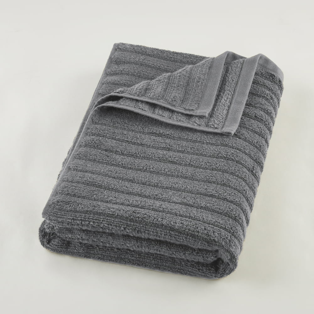 Mainstays Performance Textured Bath Towel, 54" x 30", Grey Flannel