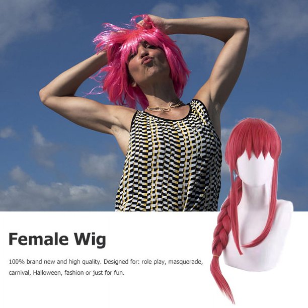 Peluca Femenina Peluca decorativa rosa para cosplay, accesorios para fotos, pelucas de Cosplay, peluca larga para mascarada
