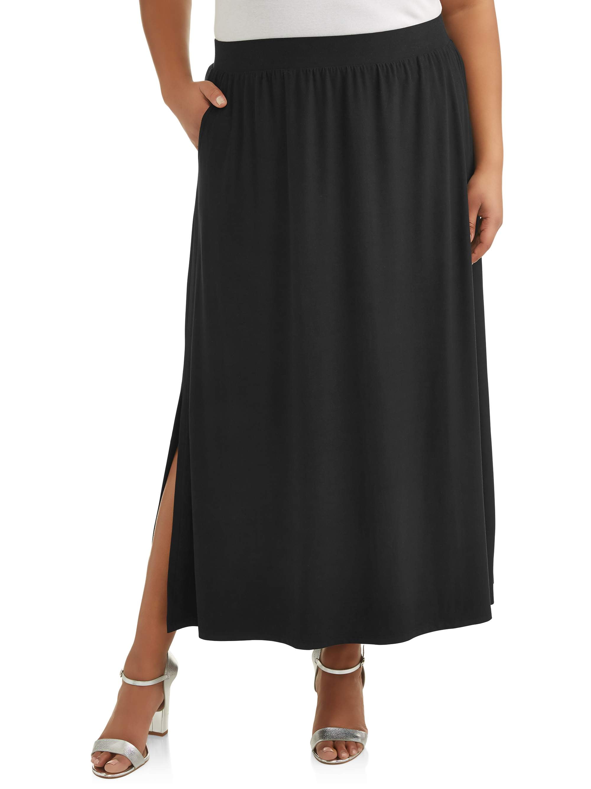 Terra & Sky - Women's Plus Size Super Soft Elastic Waistband Knit Maxi ...