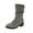 Grey, variant on Womens Suede Slouchy Mid Calf Boots Lace Up Pom Pom Round Toe Side Zipper Wide Calf Chunky High Boots Arch Support (Brown, 6)