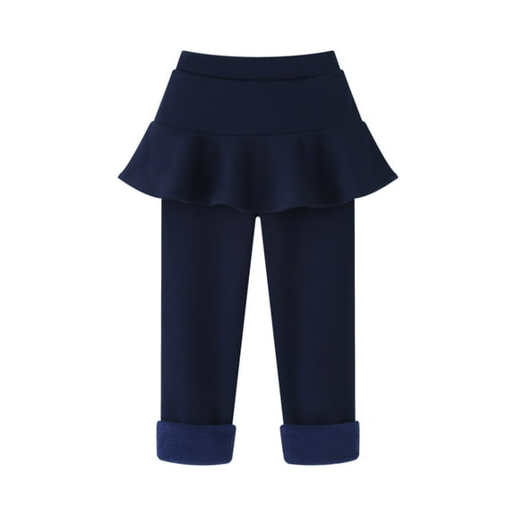 SILVERCELL Girls Leggings with Ruffle Tutu Skirt Winter Warm Fleece Lined Thick Pantskirt Toddler Stretchy Tights