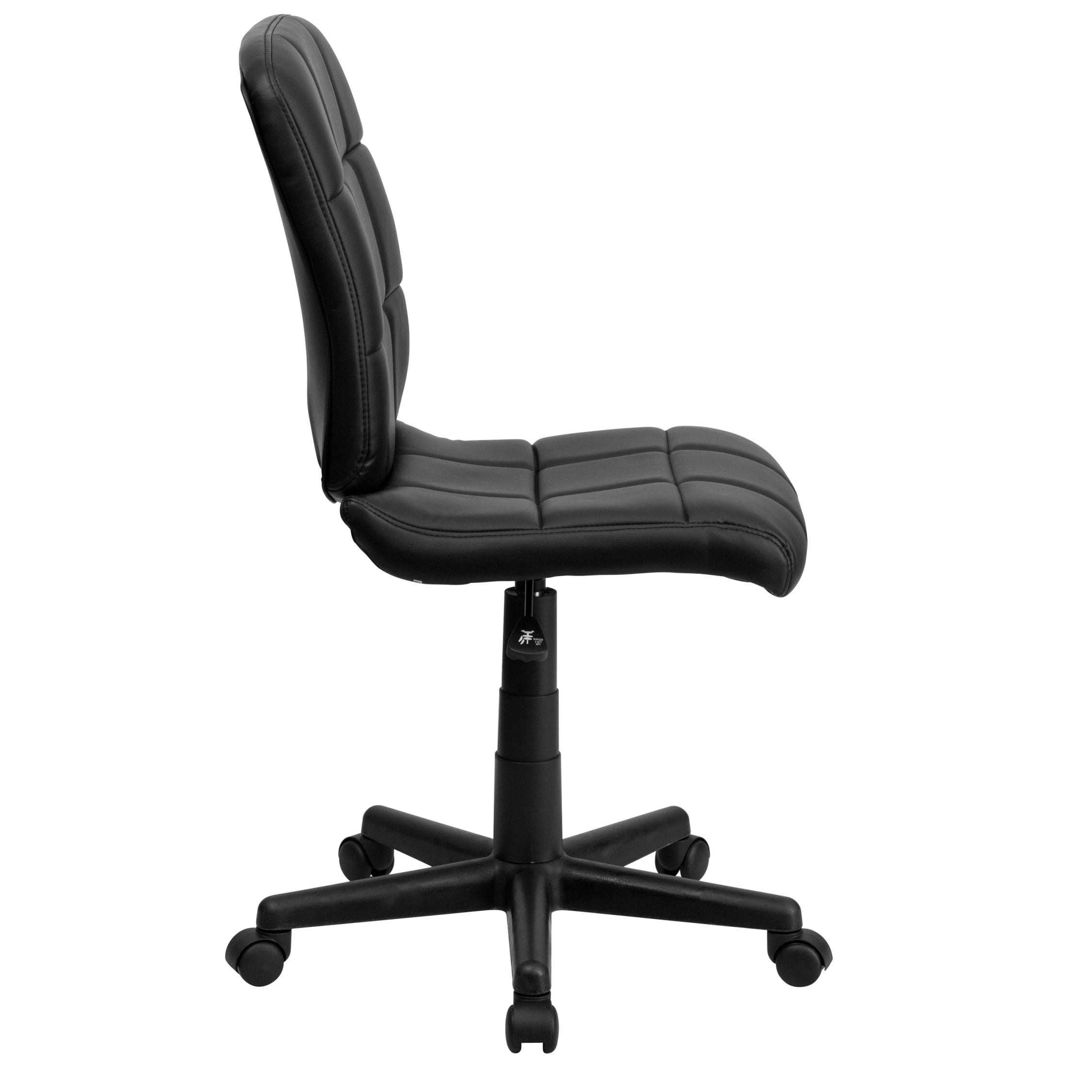 Flash Furniture Clayton Mid-Back Tufted Vinyl Upholstered Swivel Desk Chair with Padded Seat, Black