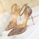 thumbnail image 3 of Zapatos de tacón alto sexys para mujer, de discoteca, con boca poco profunda, puntiagudos, de metal, de una sola línea, con lentejuelas, sandalias huecas, zapatos de tacón para mujer, 3 of 5