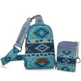 thumbnail image 4 of Wrangler Aztec Crossbody Sling Bags for Women Wallet Set,Navy, 4 of 7