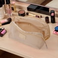 thumbnail image 5 of Unique Bargains 1 Pc Mesh Multifunctional Portable Makeup Bag Khaki Polyester, 5 of 6