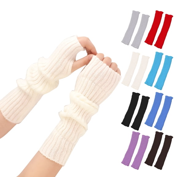 TELOLY Unisex Long Fingerless Arm Warmers with Thumb Hole Thermal Knit for Cold Weather Arm Warmers for Kids