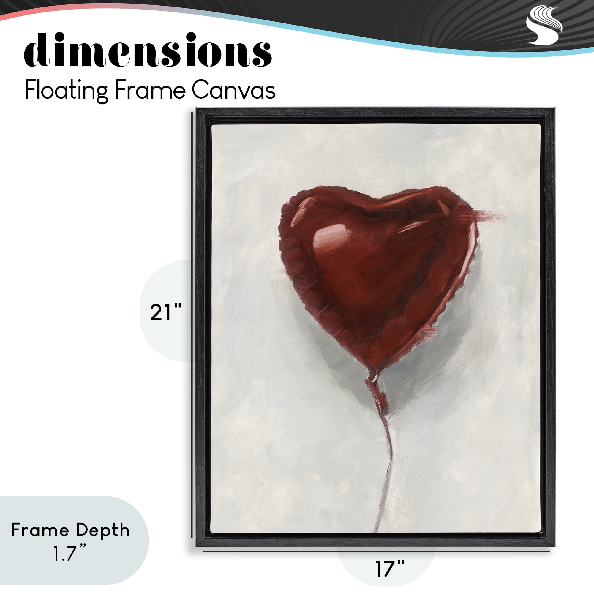 Stupell Industries Heart Shaped Balloon Black Framed Floater Canvas Wall Art, design by Ethan Harper
