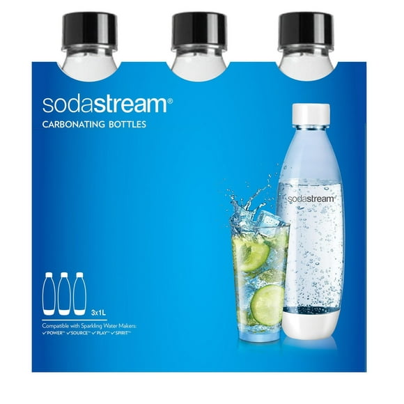 SodaStream 1L Fuse Carbonating Bottle Black, 3PK