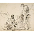thumbnail image 2 of Domenico Gargiulo 23x20 Gold Ornate Framed and Double Matted Museum Art Print Titled - A Crouching Man Defecating and a Standing Man Urinating (1612-75), 2 of 4