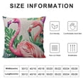 thumbnail image 5 of Watercolor Flamingo Throw Pillow Covers Cotton Linen Summer Tropical Green Palm Leaf Background Pillowcase Birds Square Home Sofa Outdoor Decor Cushion Cover, 5 of 5