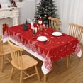 thumbnail image 2 of ROYGROW Christmas Tablecloth Rectangle 60x102 with Tree Decorations, Red Snowflake Xmas Table Cloth, Washable Indoor Decorative Table Cover for Festive Party Picnic Dinner Decor, 2 of 5