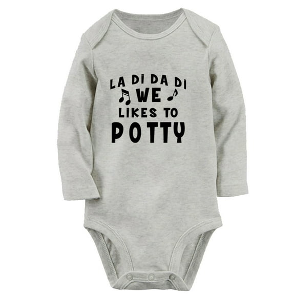 We Likes To Potty Funny Rompers, Newborn Baby Unisex Bodysuits, Infant Jumpsuits, Toddler 0-12 Months Kids Long Sleeves Oufits (Gray, 0-6 Months)
