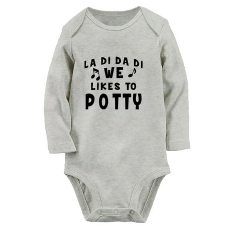 

We Likes To Potty Funny Rompers Newborn Baby Unisex Bodysuits Infant Jumpsuits Toddler 0-12 Months Kids Long Sleeves Oufits (Gray 6-12 Months)
