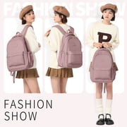 School Backpack Womens College Rucksack Lightweight School Bag Water Resistant Casual Travel Daypack College Secondary School Bags for Students fits 14 Inch Laptop Bookbag Pink