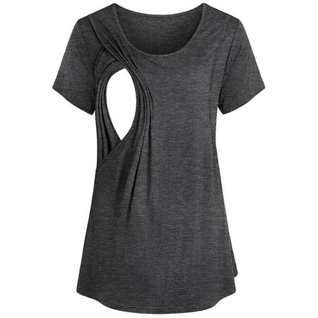

Uniexcosm Women s Maternity Nursing Tops Short Sleeve for Breastfeeding Shirts Summer Pregnancy Tee Postpartum Shirt
