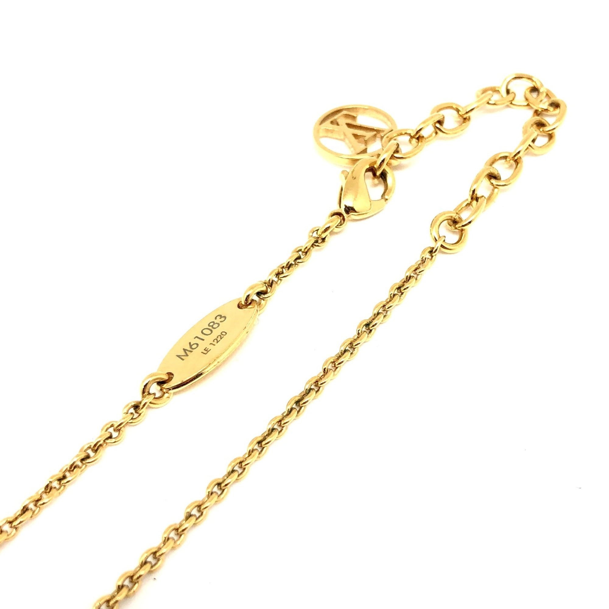 LOUIS VUITTON LOUIS VUITTON Essential V Necklace pendant collier Gold  Plated Used LV women M61083