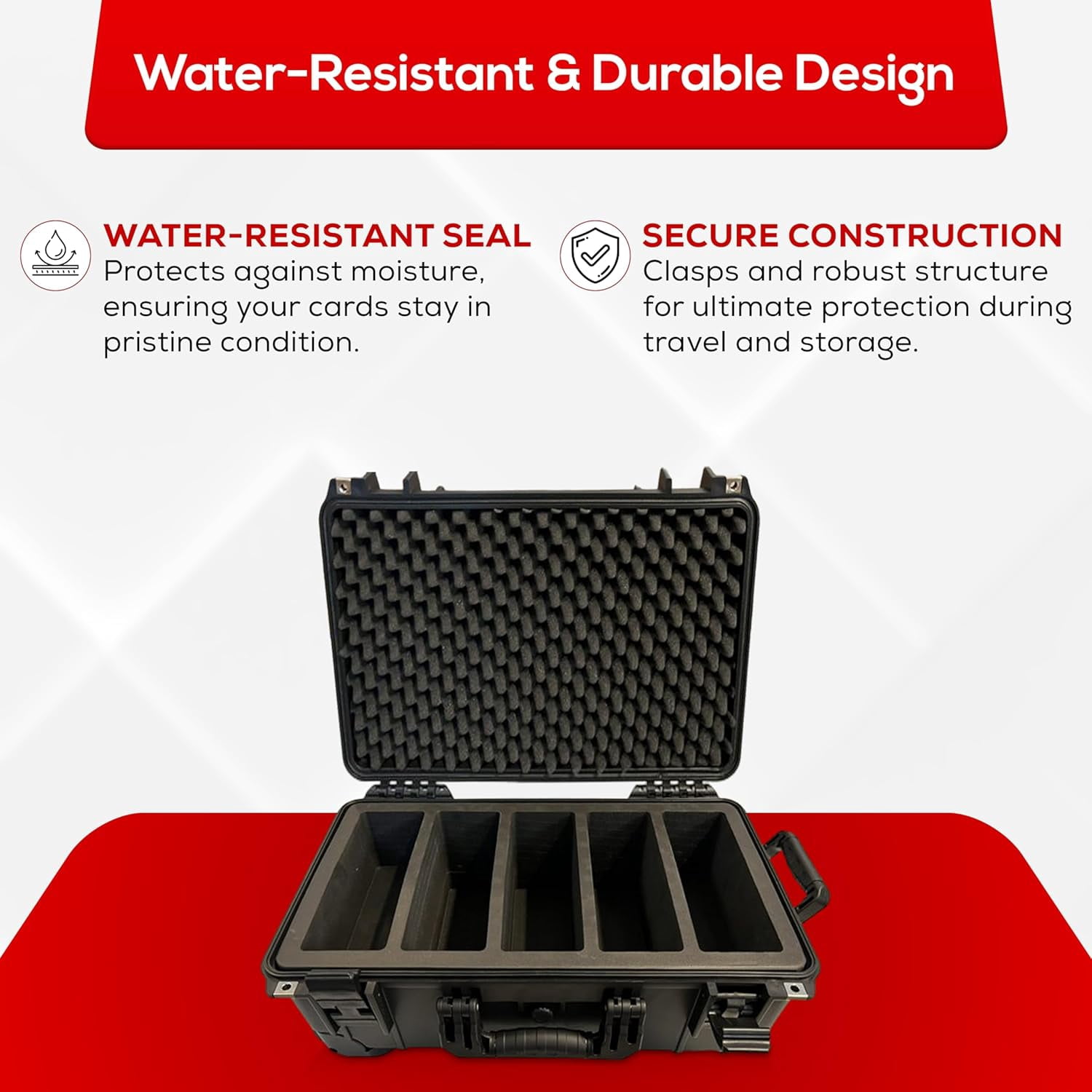 Waterproof Rolling Graded Card Storage Case – Fits 100+ PSA, BGS, SGC, CSG Slabs, Magnetic Card Holders & Top Loaders – Travel Suitcase with Wheels