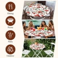thumbnail image 7 of Red Mushrooms Round Tablecloth, Fitted Table Cover with Elastic for 55"-60" Round Tables, Maple Leaves Plants Country Botanical Table Cloth Outdoor Indoor Dinning Party Waterproof Tablecloths, 7 of 7