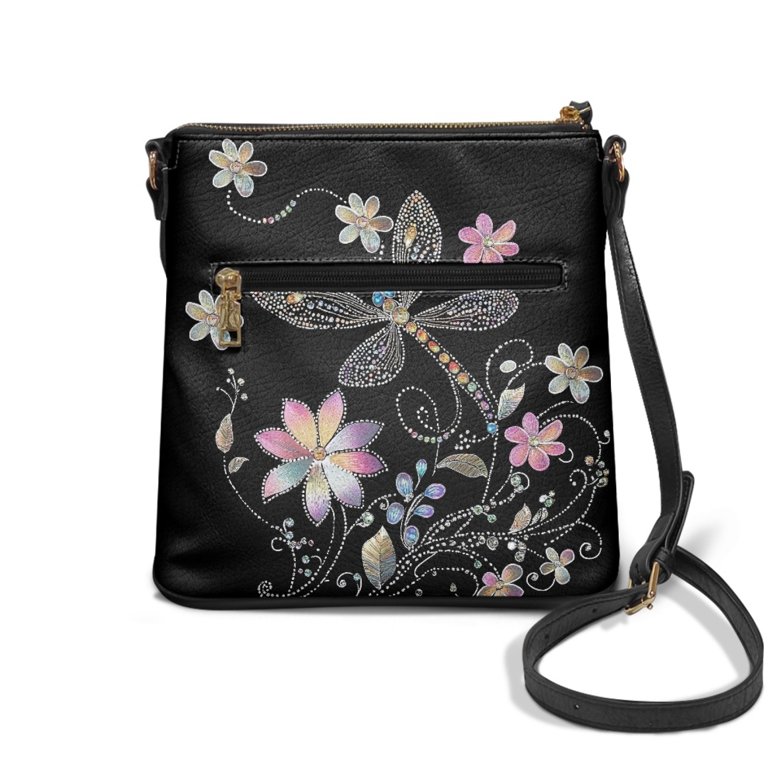 LedBack Dragonfly Leather Crossbody Purses for Women Multi Pocket Satchel Purse Shoulder Handbag Sling Messenger Bag with Adjustable Strap for Travel Daily Use, Green