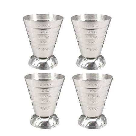 

4pcs Practical Stainless Steel Bartending Scale Cups Measuring Jiggers (Silver)