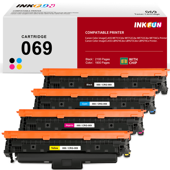 069 Toner for Canon 069 069H CRG-069 Toner Cartridge Set for Canon Color imageCLASS MF753Cdw MF751Cdw LBP674Cdw LBP673Cdw LBP674Cx MF752Cdw MF756Cx Printer (Black Cyan Magenta Yellow)