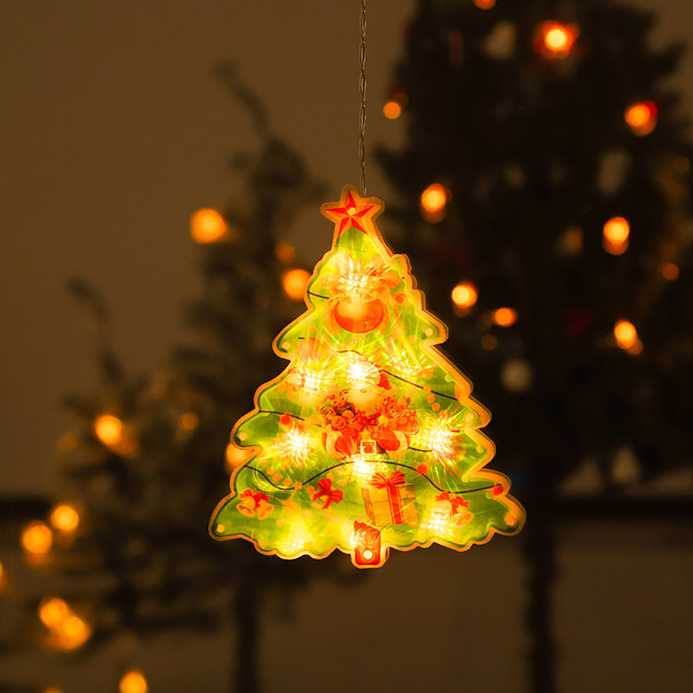 LED Christmas Lights Suction Cup Santa Claus Snowman Star Lights