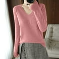 thumbnail image 2 of Workout Tops for Women Fall Long Sleeve Solid Color Knitted Sweater Pullover Womens T Shirts Dressy Casual Pink M, 2 of 4