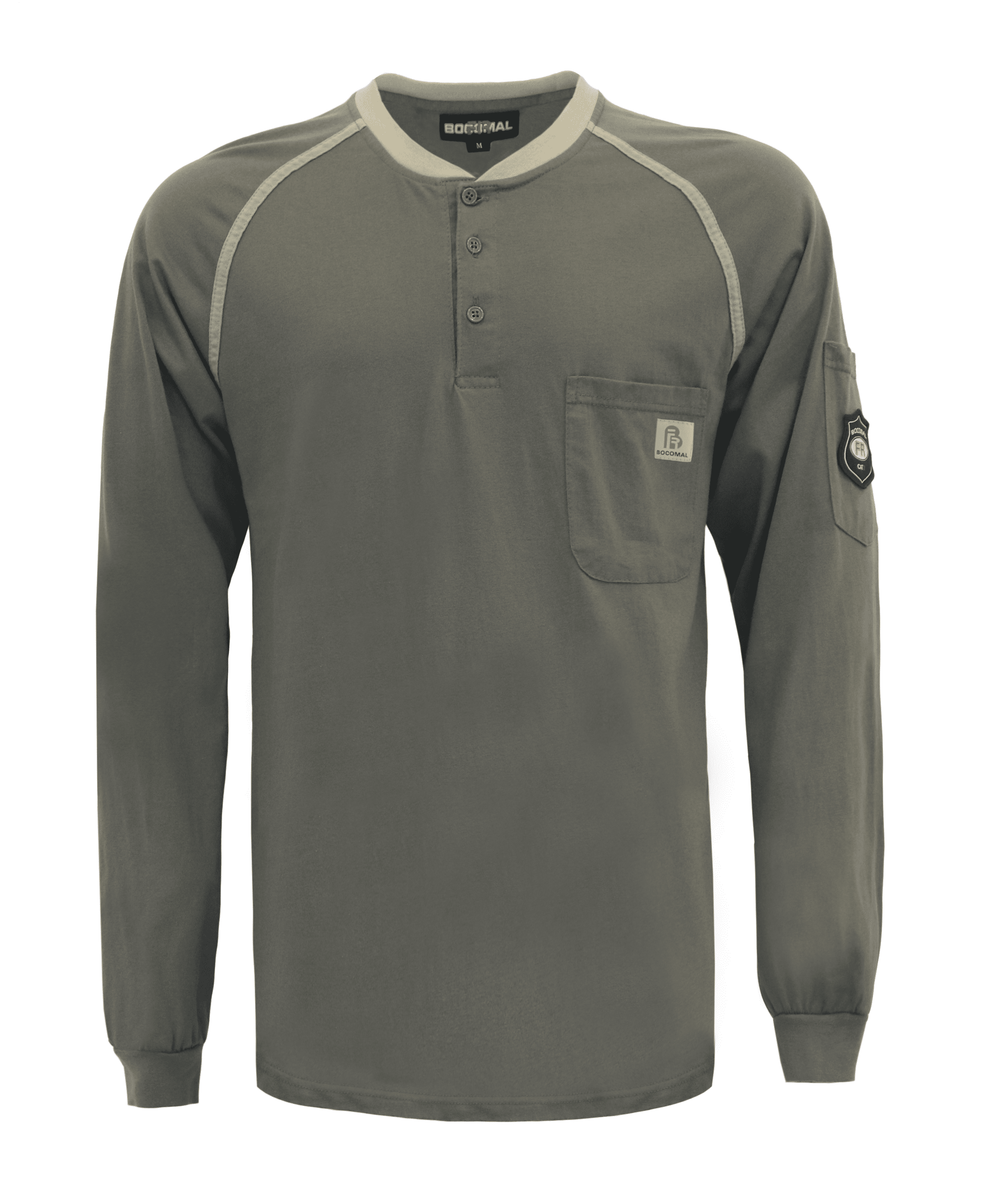 BOCOMAL FR Shirts Flame Resistant Shirt 5.5oz 100% Cotton Light Weight CAT2 Fire Retardant Henley Shirts 