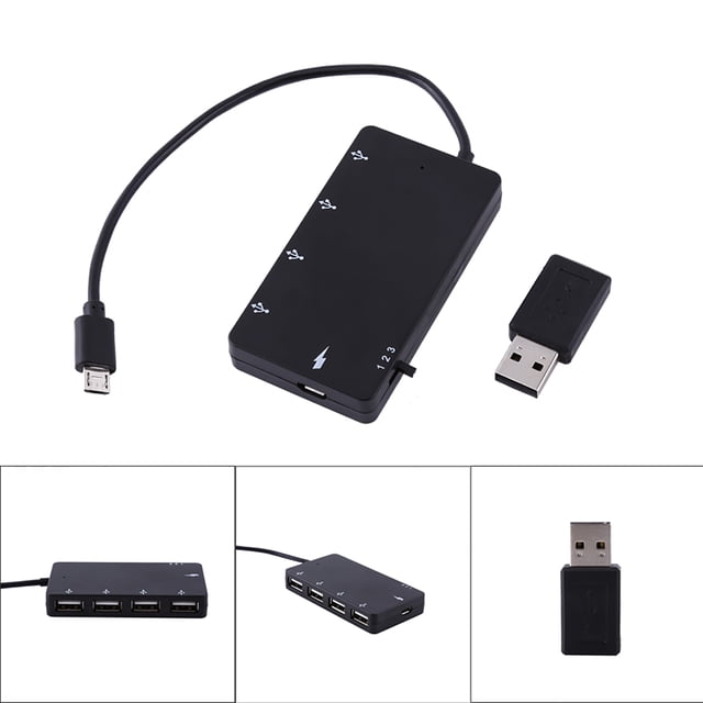 Adaptador De Cable OTG De 4 Puertos, Adaptador De Extensión Micro USB Hub USB2.0 OTG, Cable De Carga Para Teléfono Inteligente Y Tableta, OTG Y Función De Carga