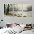 thumbnail image 3 of Nawypu  Framed Canvas Print Wall Art Sunset Winter Tree Snow Frost Forest Nature Wilderness Decorative Landscape Relax/Calm for Living Room, Bedroom, Office - 12''x16''X3 Panels, 3 of 4
