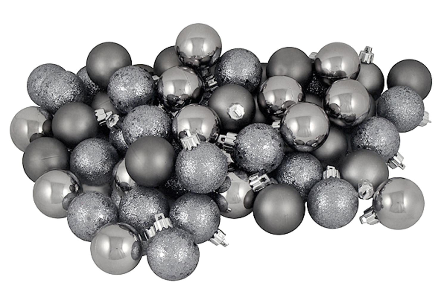 24ct Light Gunmetal Gray Shatterproof 4Finish Christmas Ball Ornaments