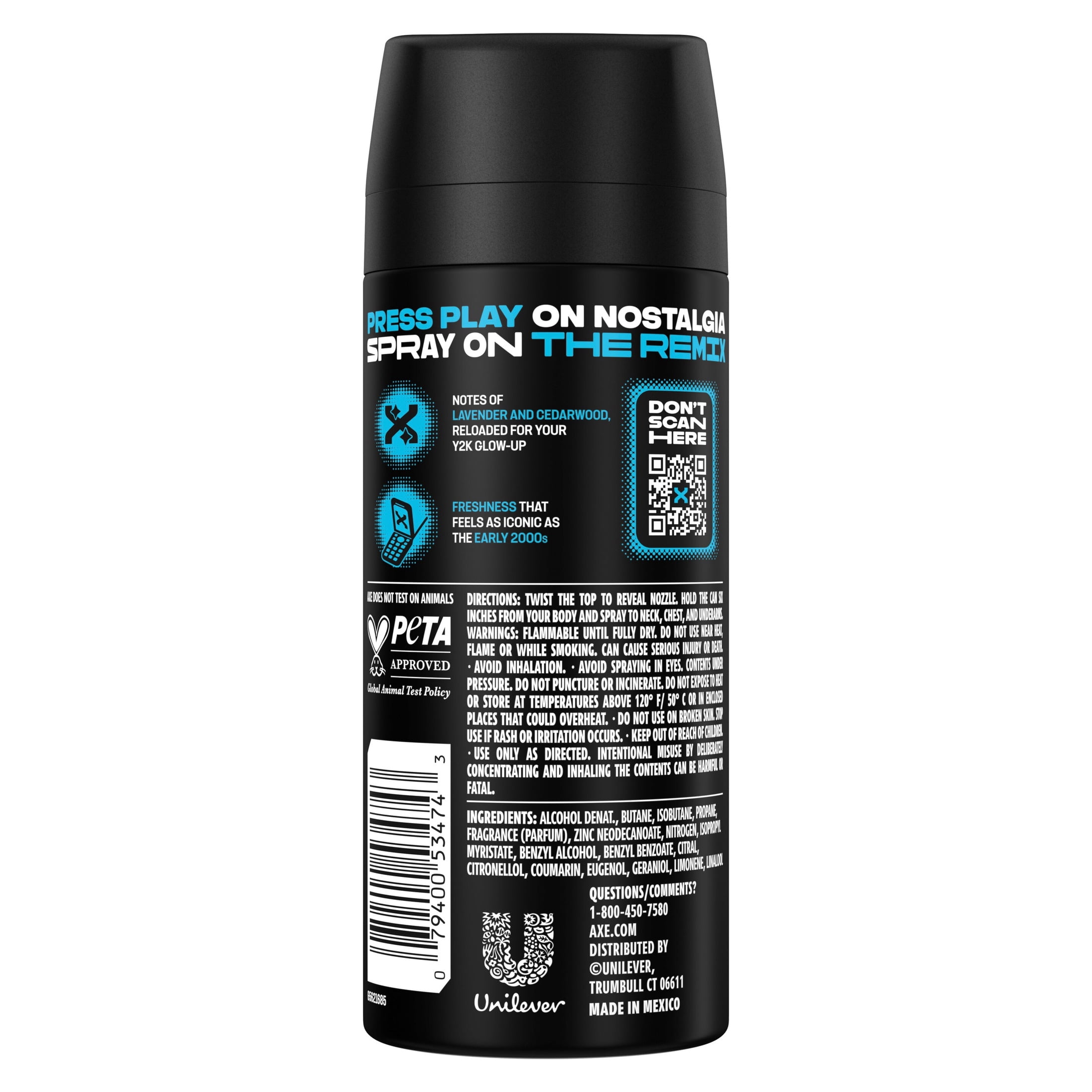 AXE Y2K Reboot Underarm Deodorant Body Spray Touch Remix, 2.9 oz