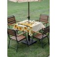 thumbnail image 4 of Outdoor Tablecloth with Umbrella Hole for Patio/Picnic/Party/Camping, Gnomes Sunflowers Waterproof Table Cloth Square Cover Washable, Country Yellow Floral Bees Vintage (54"x 54"), 4 of 8