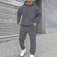 thumbnail image 2 of Hoodies for Men, Men's Hoodie And Jogger Set Two Piece Tracksuit With Brushed Interior Comfortable Athletic Loungewear Outfit With Front Pockets And Ribbeds For Casual Wear(Dark Gray,M), 2 of 4
