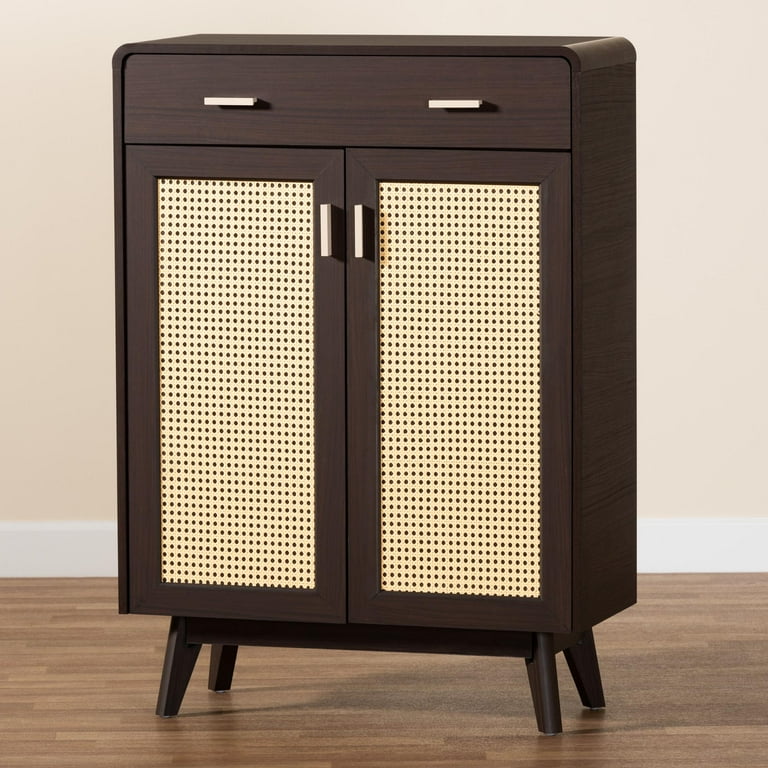 Baxton Studio Giancarlo Mid-Century Shoe Cabinet, 4-Shelf Baxton Studio Giancarlo Mid-Century Shoe Cabinet, 4-Shelf