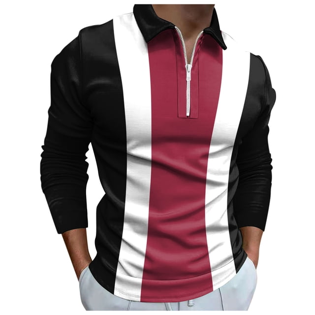 YDLCAFD Mode Homme Ample Col à Revers Fermeture Éclair Impression Numérique 3D Manches Longues T-Shirt Haut