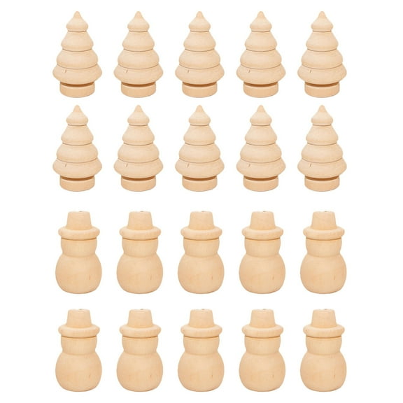 Liukekj 20Pcs DIY Handmade Painting Puppets Xmas Wooden Ornaments Xmas Creative Decors