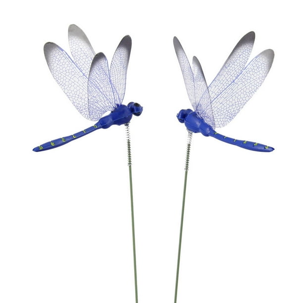 Macetas de Flores Al Aire Libre Libélulas Jardín Poste Estacas Decorativas 10Pcs, Flores Artificiales para Al Aire Libre Primavera-Acción Móvil para Patio Patio Macetas Ornamentos de Plantas Decoració