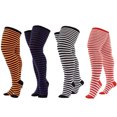 thumbnail image 1 of Plus Size Thin Striped Patterned Socks (Thigh High), 1 of 6