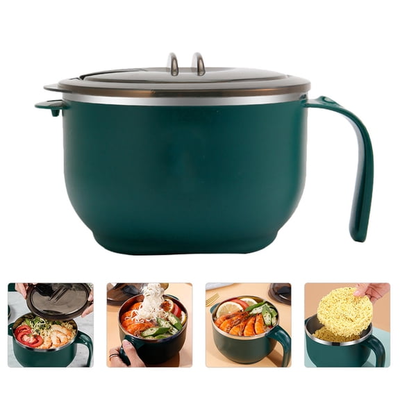 DRAFIDEEP Large Insulated Food Bowl with Lid, Green, PP and Stainless Steel, Perfect for Home Use and Food Storage