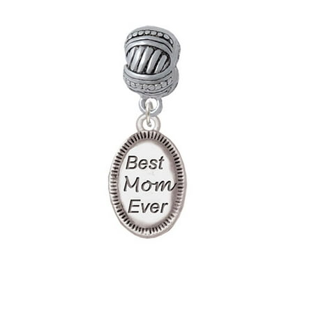 Best Mom Ever Oval - Large Rope with Cross Beads Charm