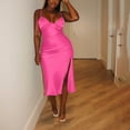 thumbnail image 2 of Vestido de Malla para las Mujeres Sexy Color Sólido Cuello en V sin Mangas Ajustable Eslinga, Hermosa Espalda Oculta Cremallera Vestido de Ventilación, 2 of 9
