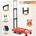 thumbnail image 3 of SOYO 500lbs Folding Hand Truck, Heavy Duty Dolly, Portable 6 Wheels Collapsible Luggage Cart with 2 Elastic Ropes for Moving, Travel, Shopping, House Office Use, Orange, 3 of 7