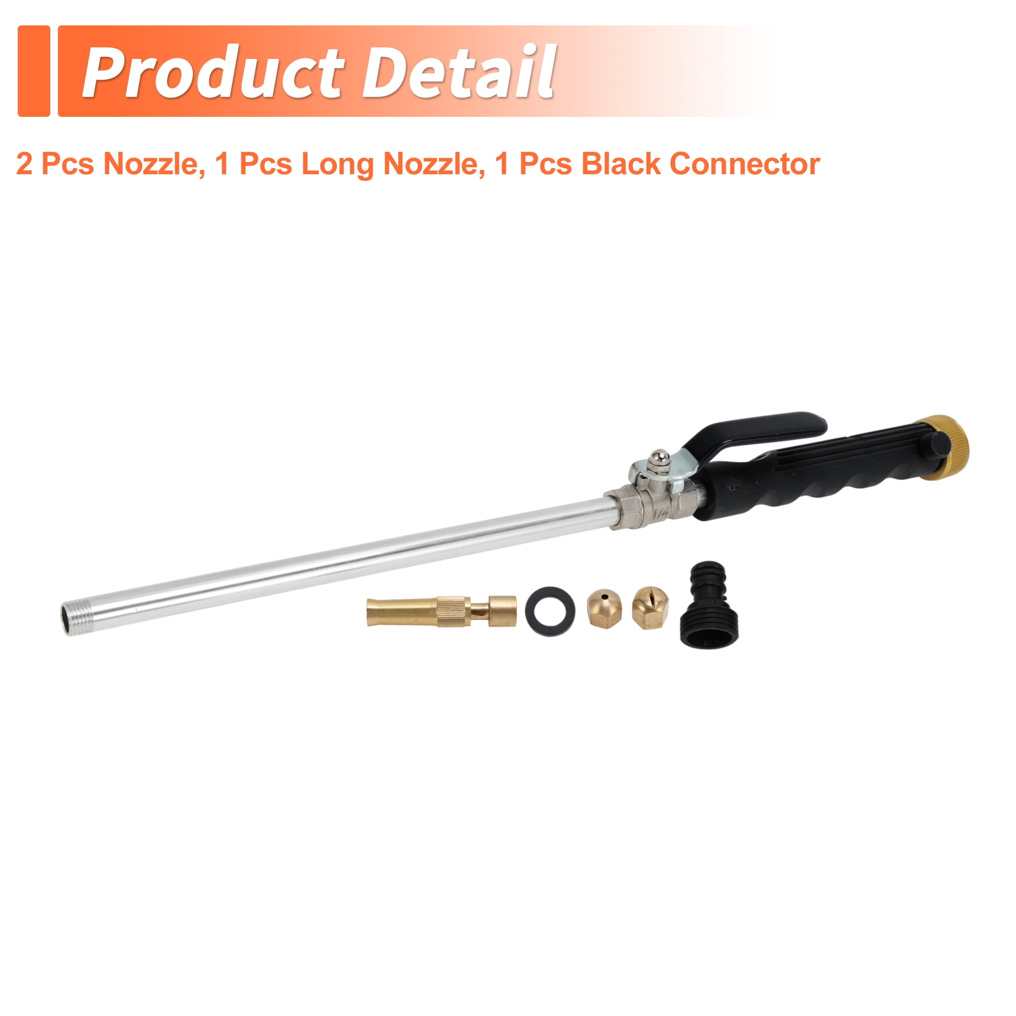 Unique Bargains Heavy Duty Water Hose Nozzle High Pressure Car Garden Hose Nozzle Adjustable Hand Sprayer for Gardening Vehicle Outdoor Washer Aluminum Alloy Copper TPR Black 1Pc