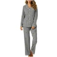 thumbnail image 2 of Feancey Womens Pajama Sets Soft Button Down Sleepwear Two Piece Long Sleeve Casual Heart Printed Nightwear with Lounge Pants for Daily Home Wear Gray S, 2 of 8