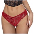 thumbnail image 3 of vigerkar Underwear Women Floral Lace Panties Low Waist Thong Cheeky Briefs (Wine, L), 3 of 8